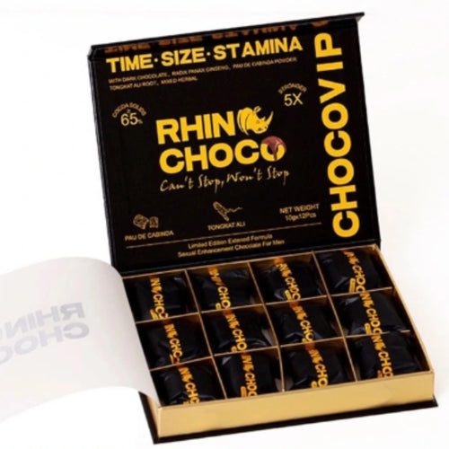 Rhino-choco Men's Extra Strength Dark Chocolate Box of 12